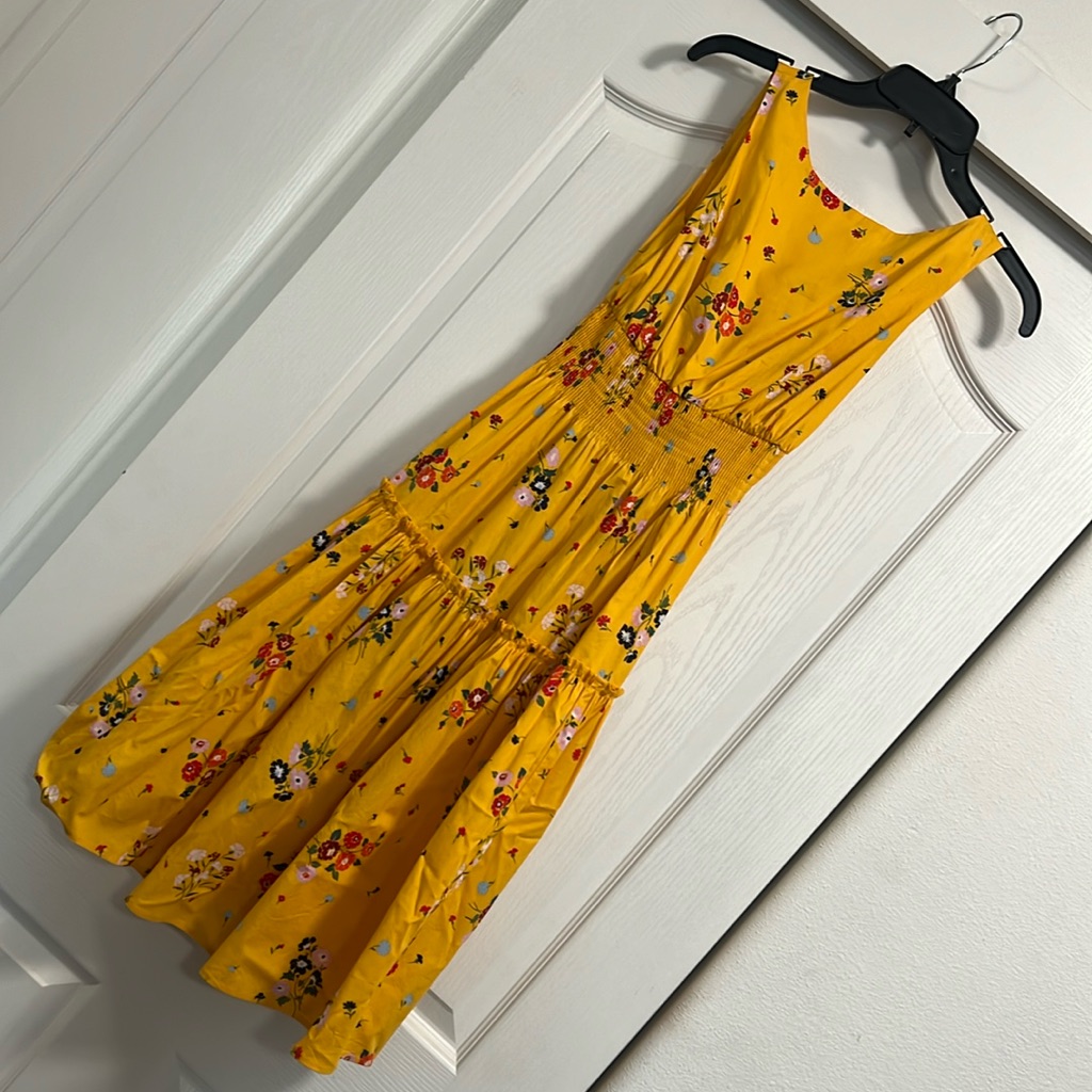 Kate Spade Bouquet Toss Smocked Waist Dress Size Xs
